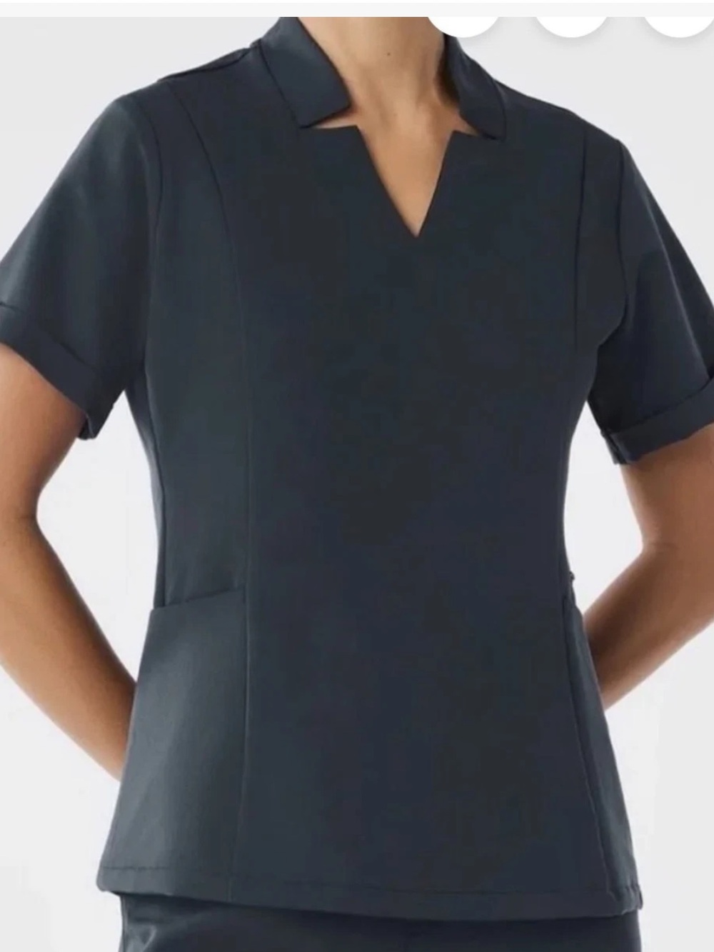 FIGS Scrub Top Dark Harbor Inala Slim Zip Pocket Technical Collection Size LG